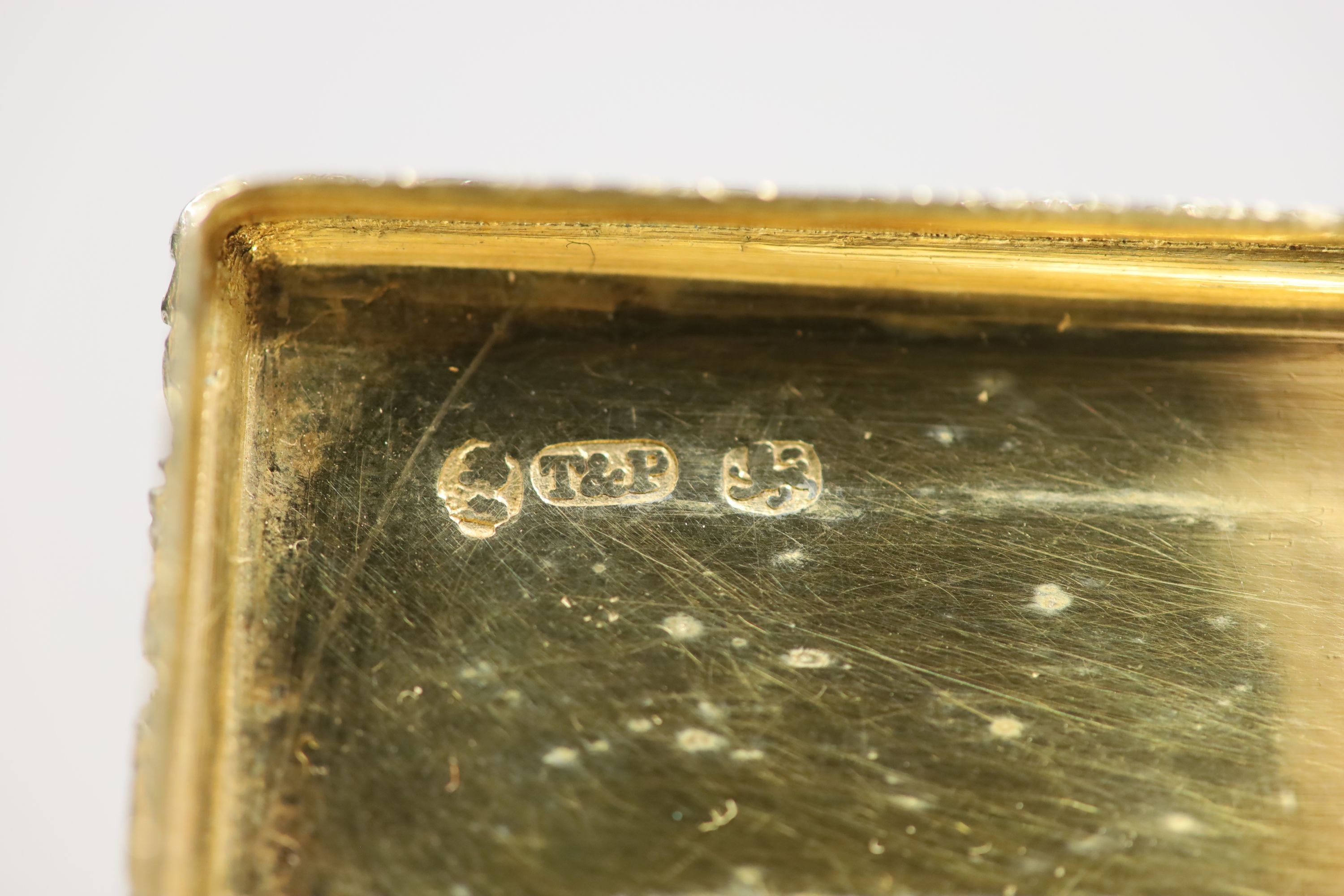 A George IV silver gilt rectangular vinaigrette, Taylor & Perry, Birmingham, 1832?, 42mm.